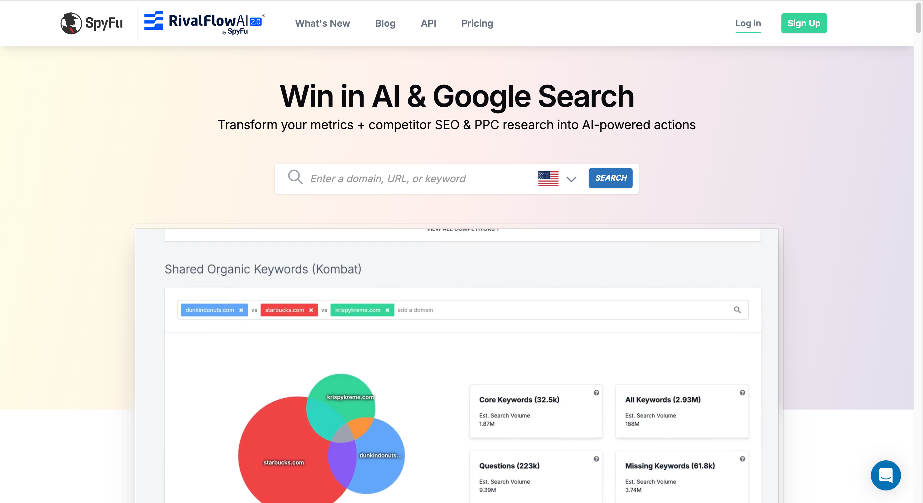 Screenshot of SpyFu Free