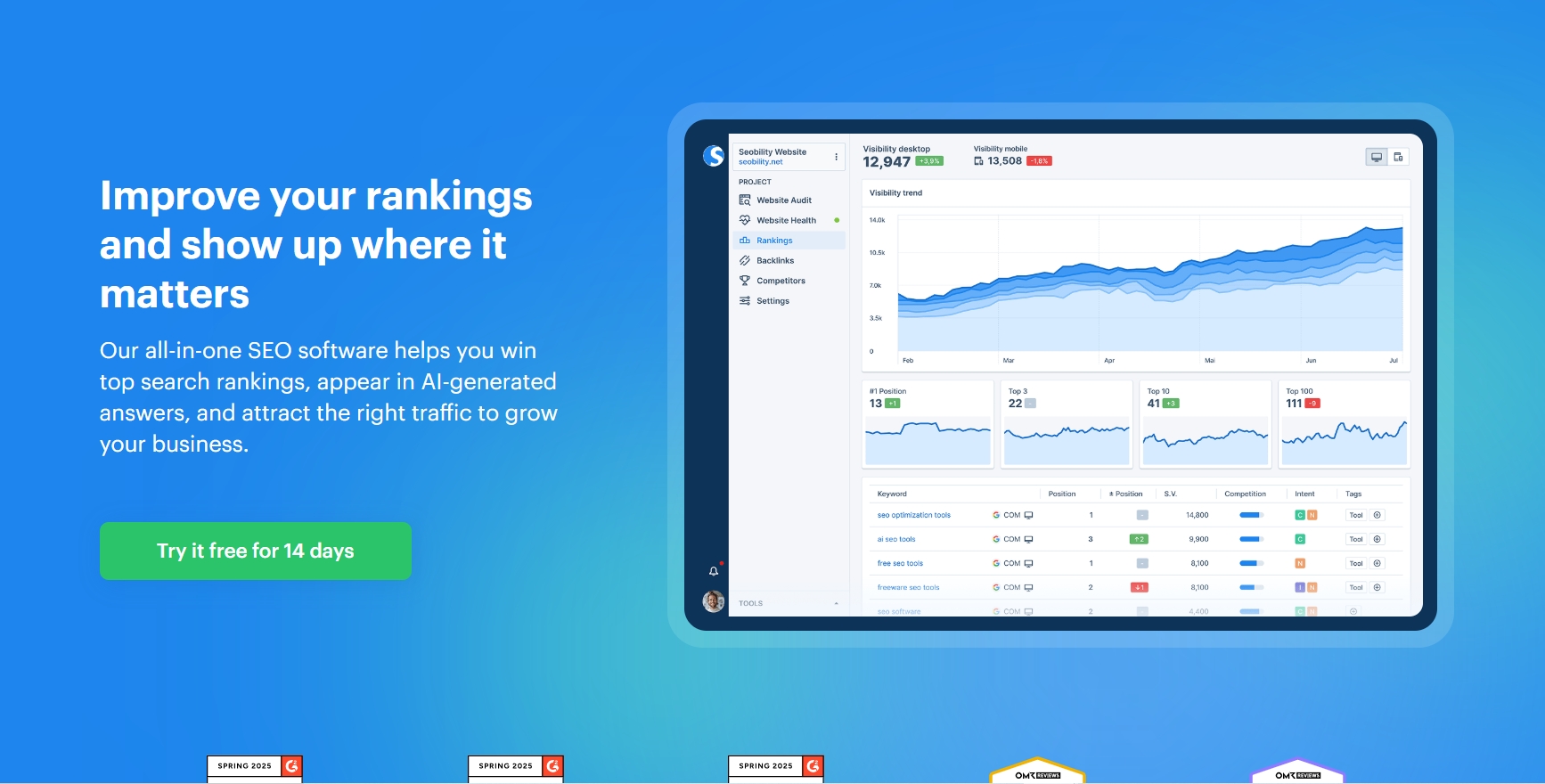 Screenshot of Seobility